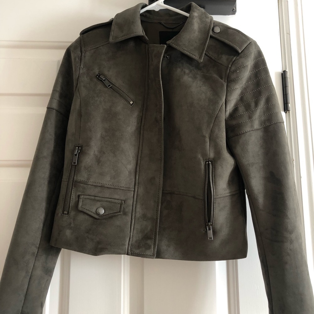 Olive biker moto jacket - S - EUC